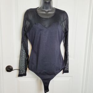 Vintage Corinna Bodysuit Large Black Mesh Sheer Sweetheart Goth Whimsigoth Y2K